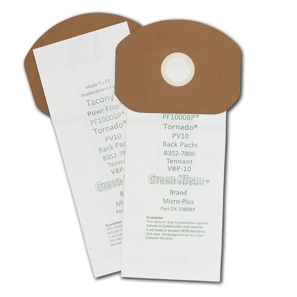 Green Klean PowrFlite 10 qt Backpack Paper Bag Fits the PF1000BP Replacement Vacuum Bags, 100PK GR134965 - main